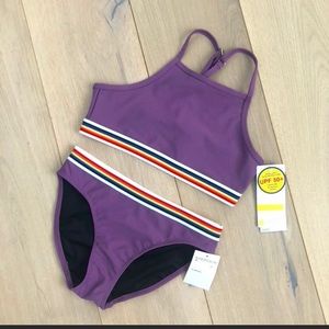 Zella girls purple two piece bathing suit Sz 10
